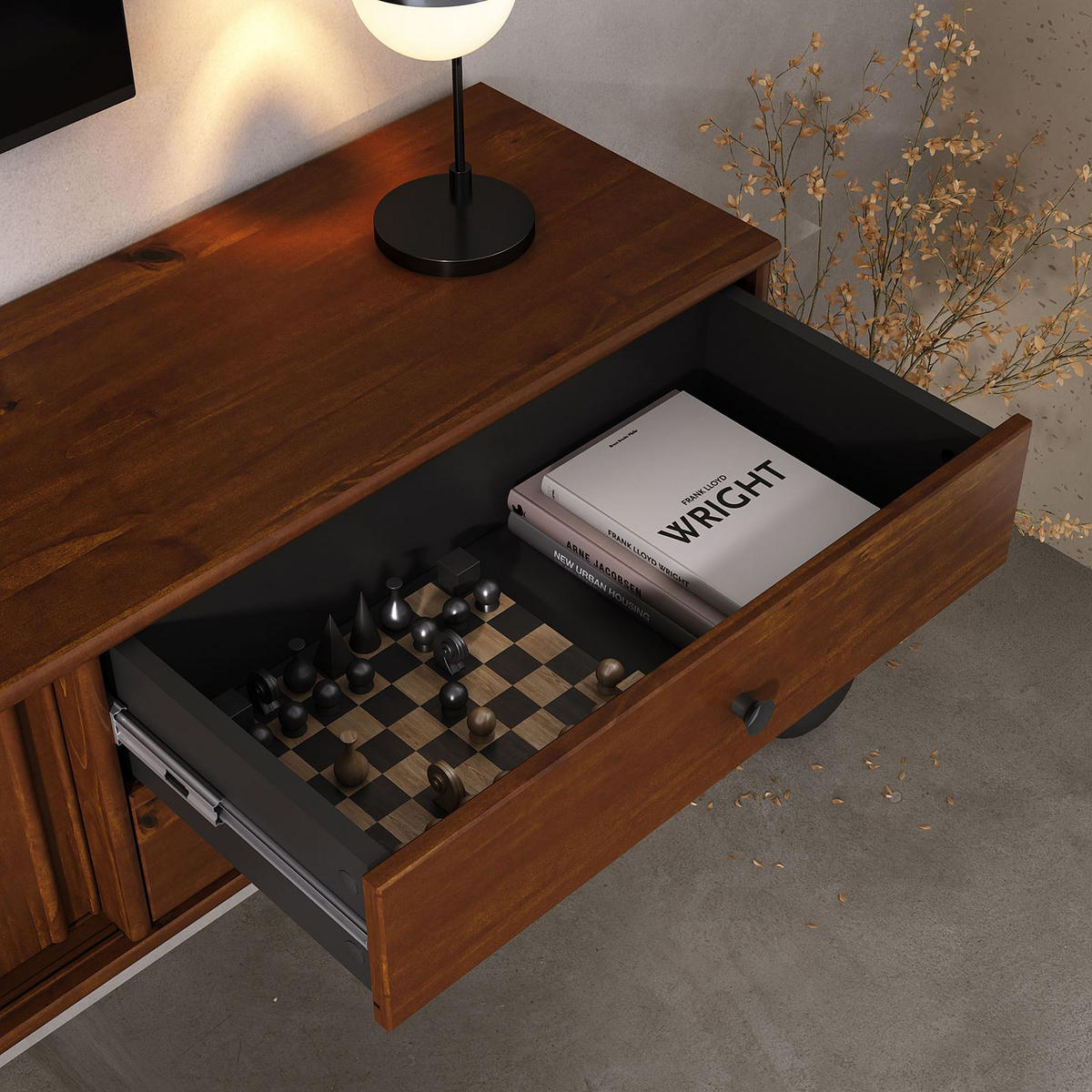 LOWBOARD SIMONA Kastanie - Kastanienfarben, Holz (175/31/34cm) - IDIMEX