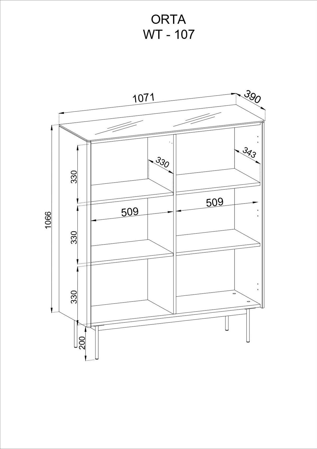 VITRINE – WT107 – 107 cm – Orta – Eiche - Eiche Artisan, Holzwerkstoff (107/126/39cm) - hi-markt
