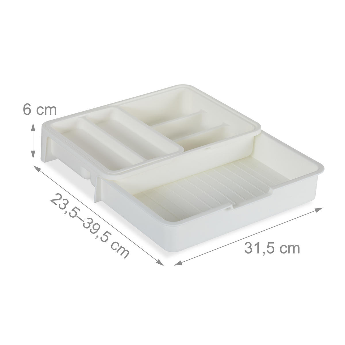 BESTECKKASTEN - Weiß, Kunststoff (23.5/6/31.5cm) - Relaxdays