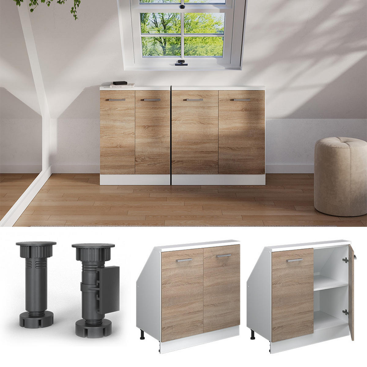 ŠIKMÁ SKŘÍŇ Rion Sonoma/bílá - bílá/Sonoma dub, kompozitní dřevo (80/81.6/46cm) - Vicco