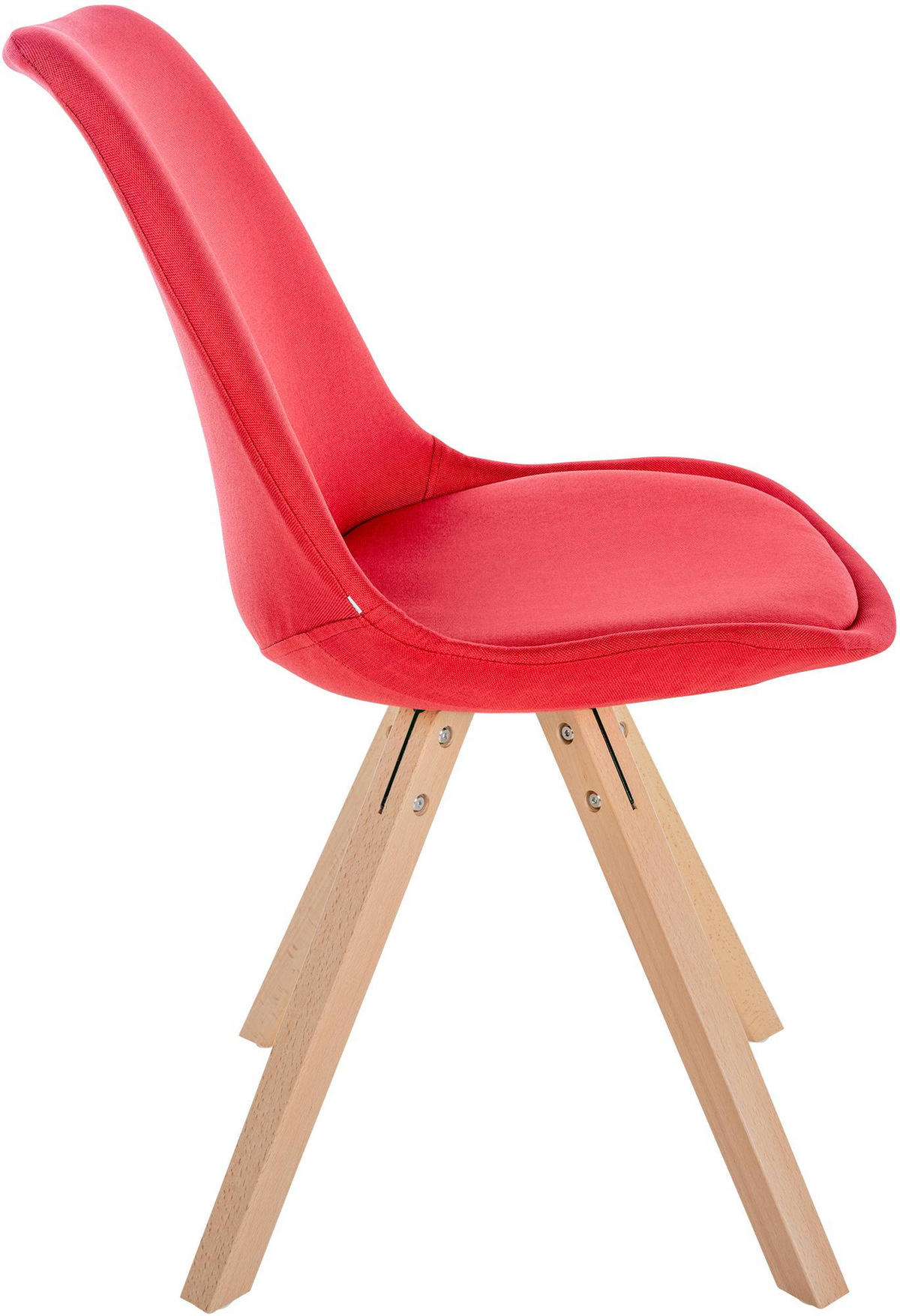 STUHL 4er Set Stoff rot - Rot/Naturfarben, Holz/Textil (48/81/54cm) - CLP