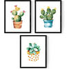 POSTER Set Mit 3 Pflanzen Kaktus A4 Schwarzer Rahmen - Schwarz, Papier (29.7/5/21cm) - Nacnic