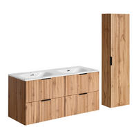 BADMÖBEL 120.4cm Adriel 2er-Set Holz in Eichenoptik - Braun, Holzwerkstoff (120.4/57/46cm) - Petits-meubles