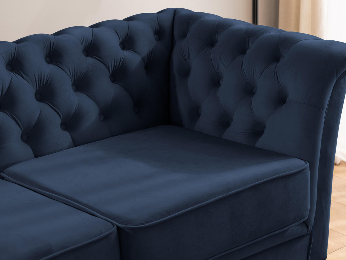 CHESTERFIELD-SESSEL Whitby Marineblau Samt mit schwarzen Füßen - Schwarz/Dunkelblau, Holz/Textil (116/78/82cm) - S-Style Möbel