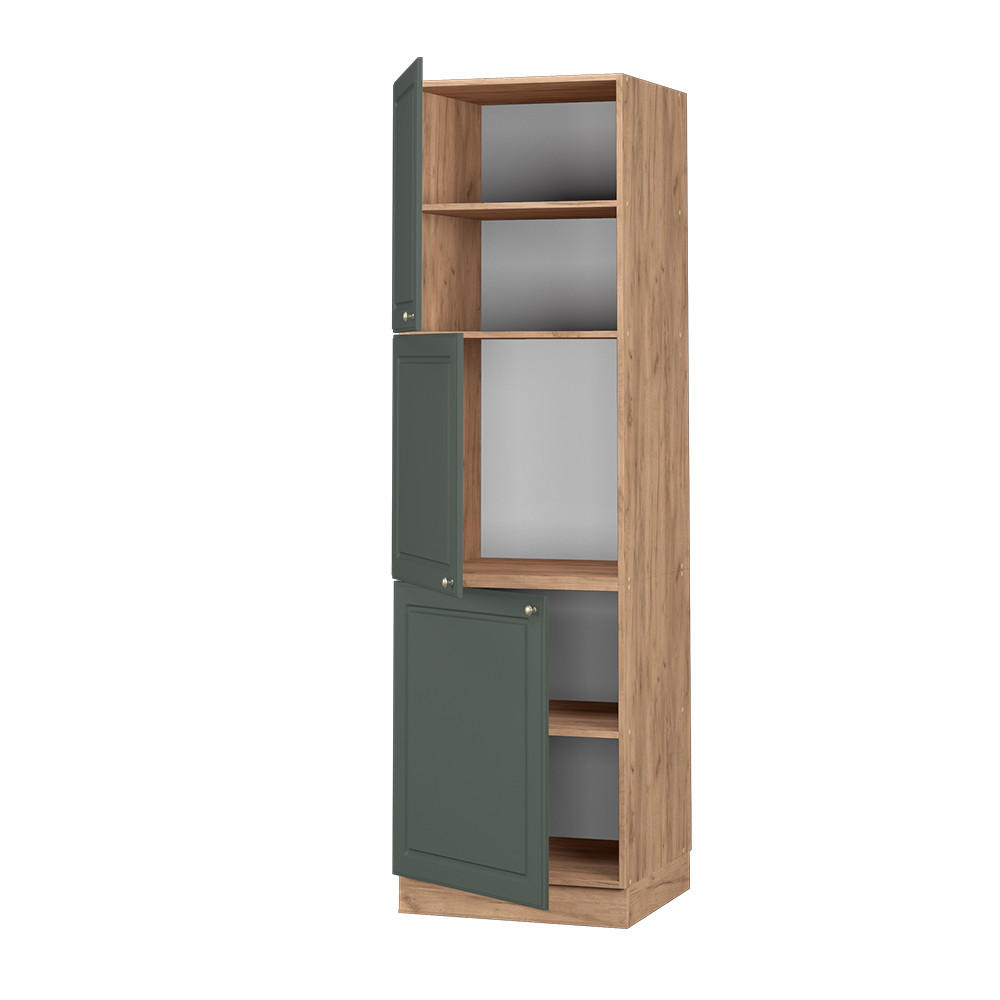 HERDUMBAUSCHRANK Fame-Line Grün-Gold Landhaus 60 cm - Eiche Wotan/Grün, Holzwerkstoff (60/206.8/58cm) - Vicco