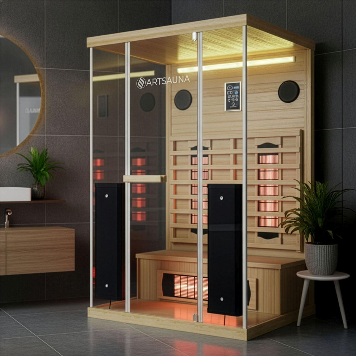 INFRAROTKABINE Göteborg mit Vollspektrumstrahlern - Naturfarben, Holz (120/190/105cm) - Artsauna