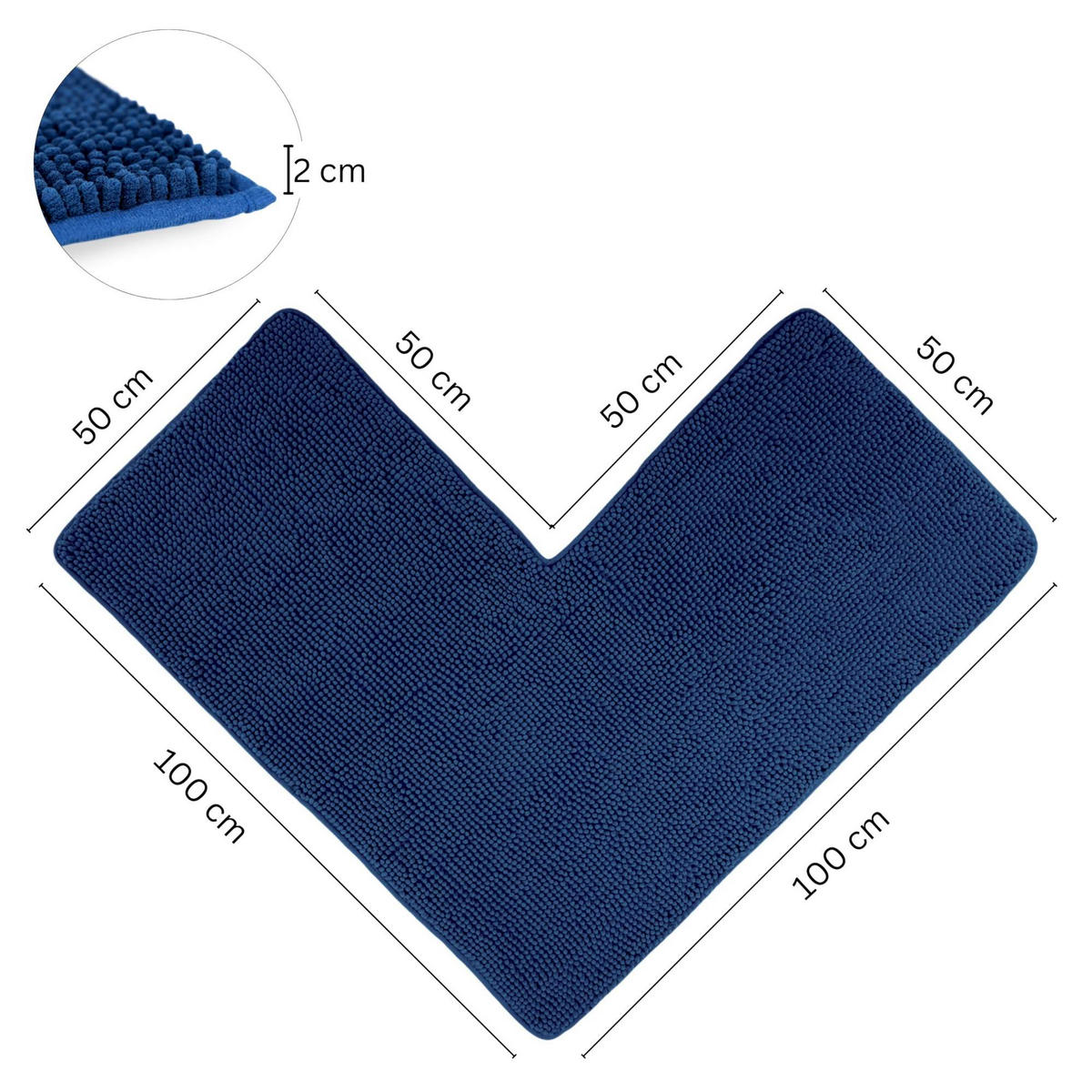 ECKBADEMATTE PARIS - Dunkelblau, Textil (100/100cm) - WohnDirect