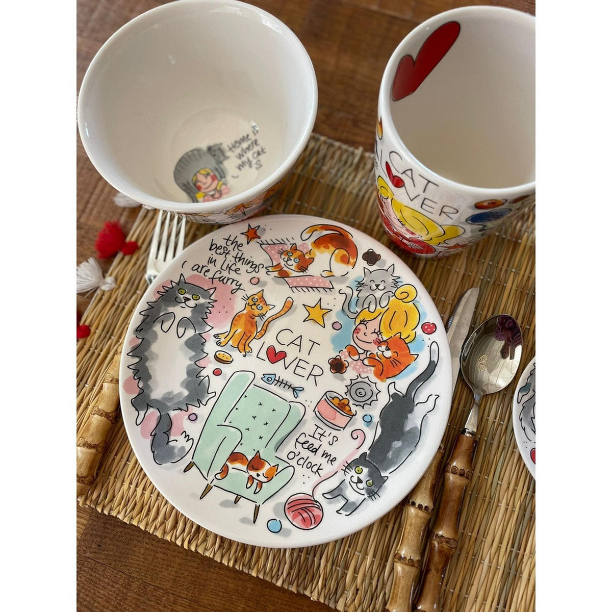 FRÜHSTÜCKSTELLER Katzenliebhaber in Bunt - 22cm - Multicolor, Keramik (21.8/21.8/2.5cm) - Blond Amsterdam