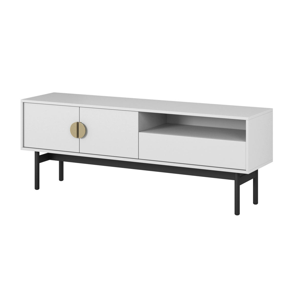 TV-STOLEK Stoon II Bílá 154 cm - bílá/černá, kov/kompozitní dřevo (154/56.6/38cm) - Selsey