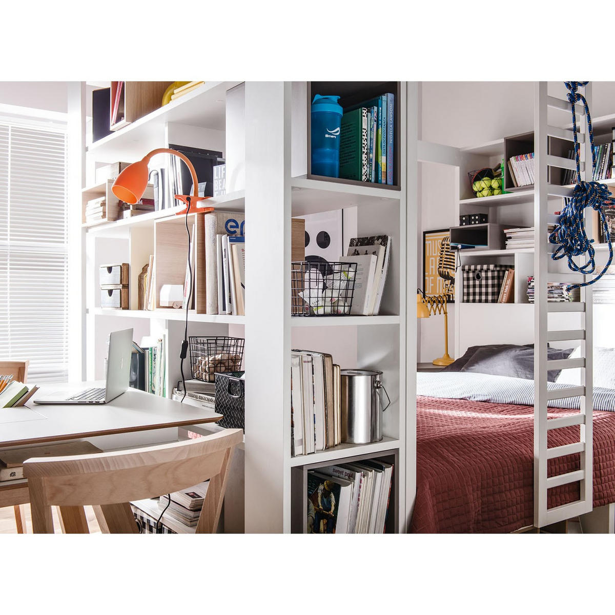 BÜCHERREGAL mit zahlreichen Ablagen H206 cm - 4YOU - Weiß, Holzwerkstoff (40.5/206/168cm) - Calicosy