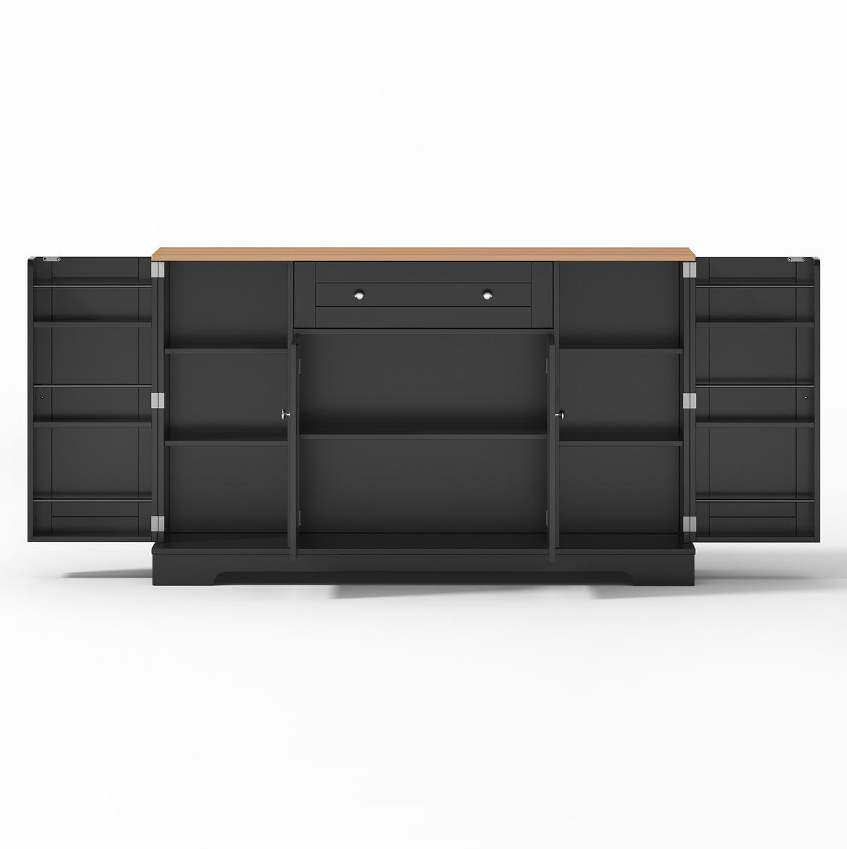 BOČNÍ skříň 138 cm černá z MDF s šuplíkem, policemi a pojistkou proti převrácení - černá, kompozitní dřevo (138/85/40cm) - OKWISH