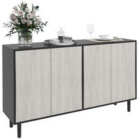 SIDEBOARD Schwarz und Grau, 2 Doppeltüren, 121/37/75 cm - Schwarz, Holz (121/75/37cm) - PANGIVO