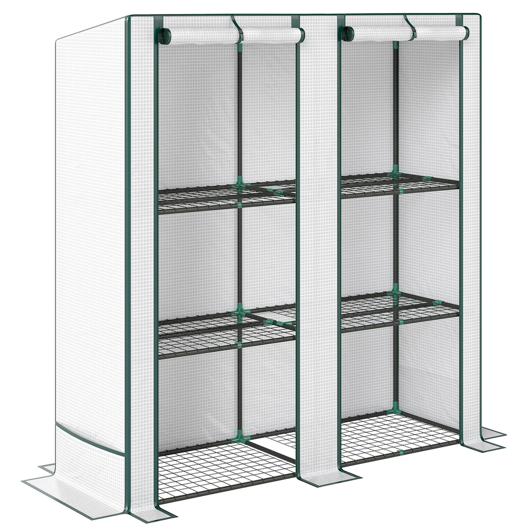 GEWÄCHSHAUS, 144L x 48B x 152H cm - Weiß, Kunststoff/Metall (48/152/144cm) - Outsunny