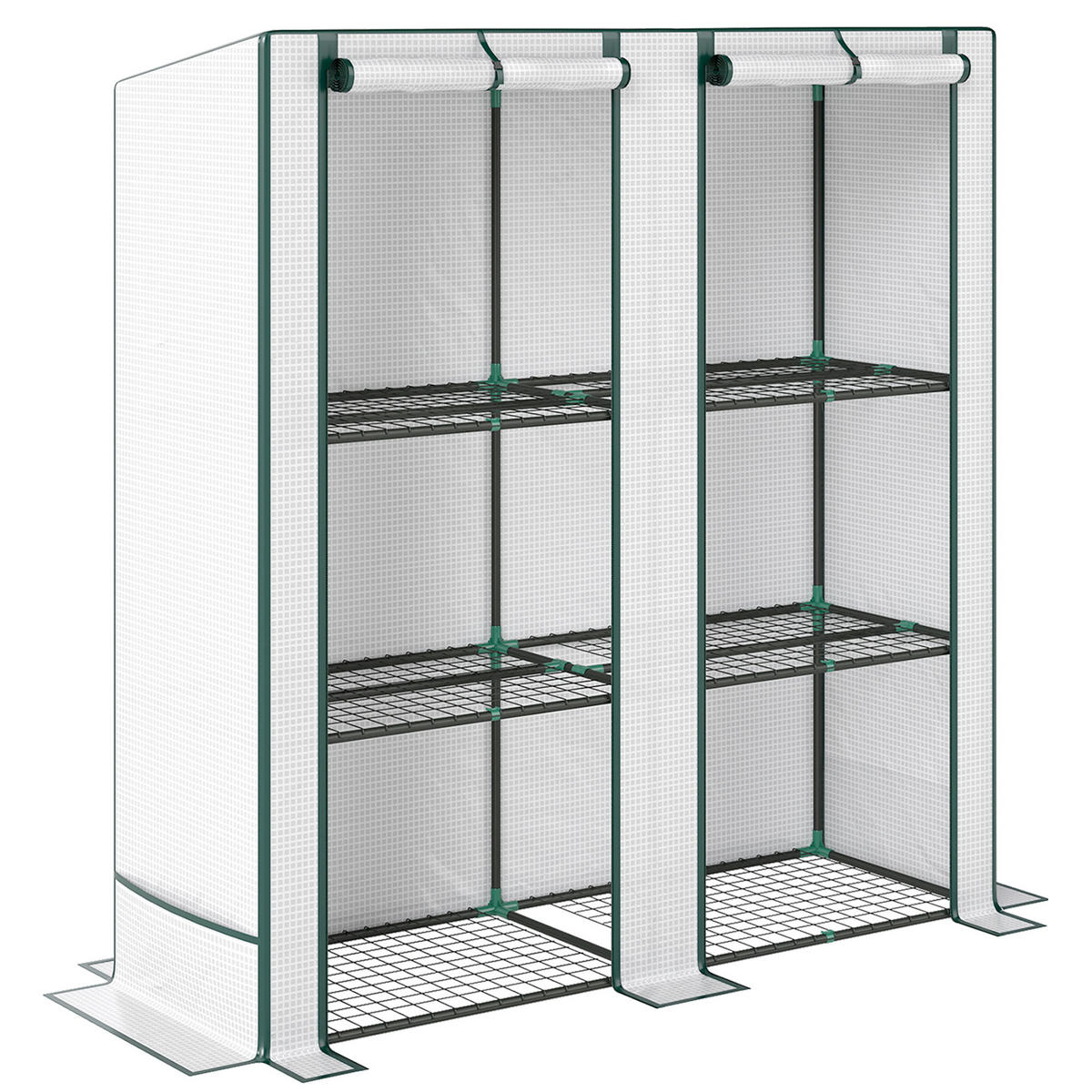 GEWÄCHSHAUS, 144L x 48B x 152H cm - Weiß, Kunststoff/Metall (48/152/144cm) - Outsunny