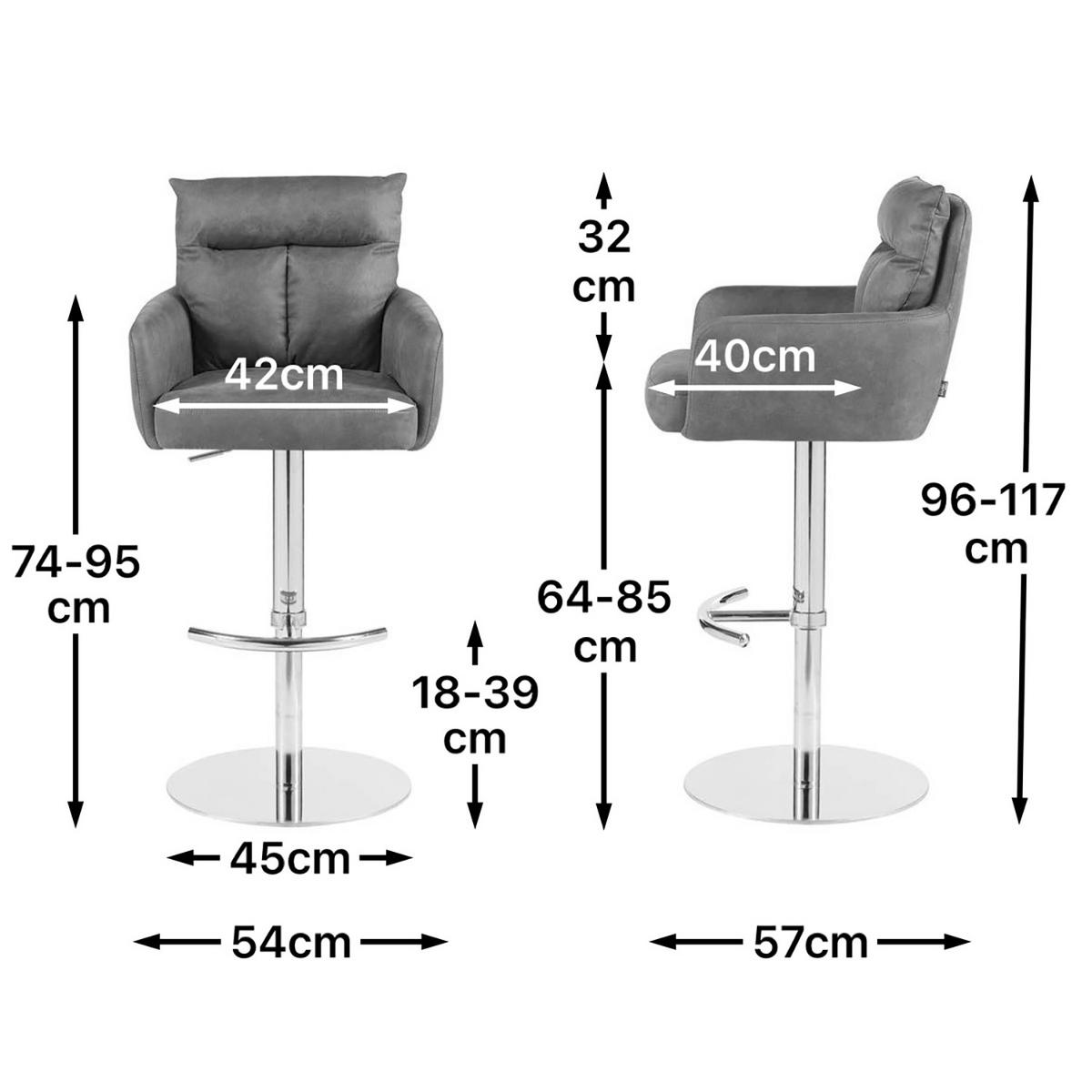 BARHOCKER Leo - Chromfarben/Grau, Textil/Metall (54/96/57cm) - DUBI Möbel
