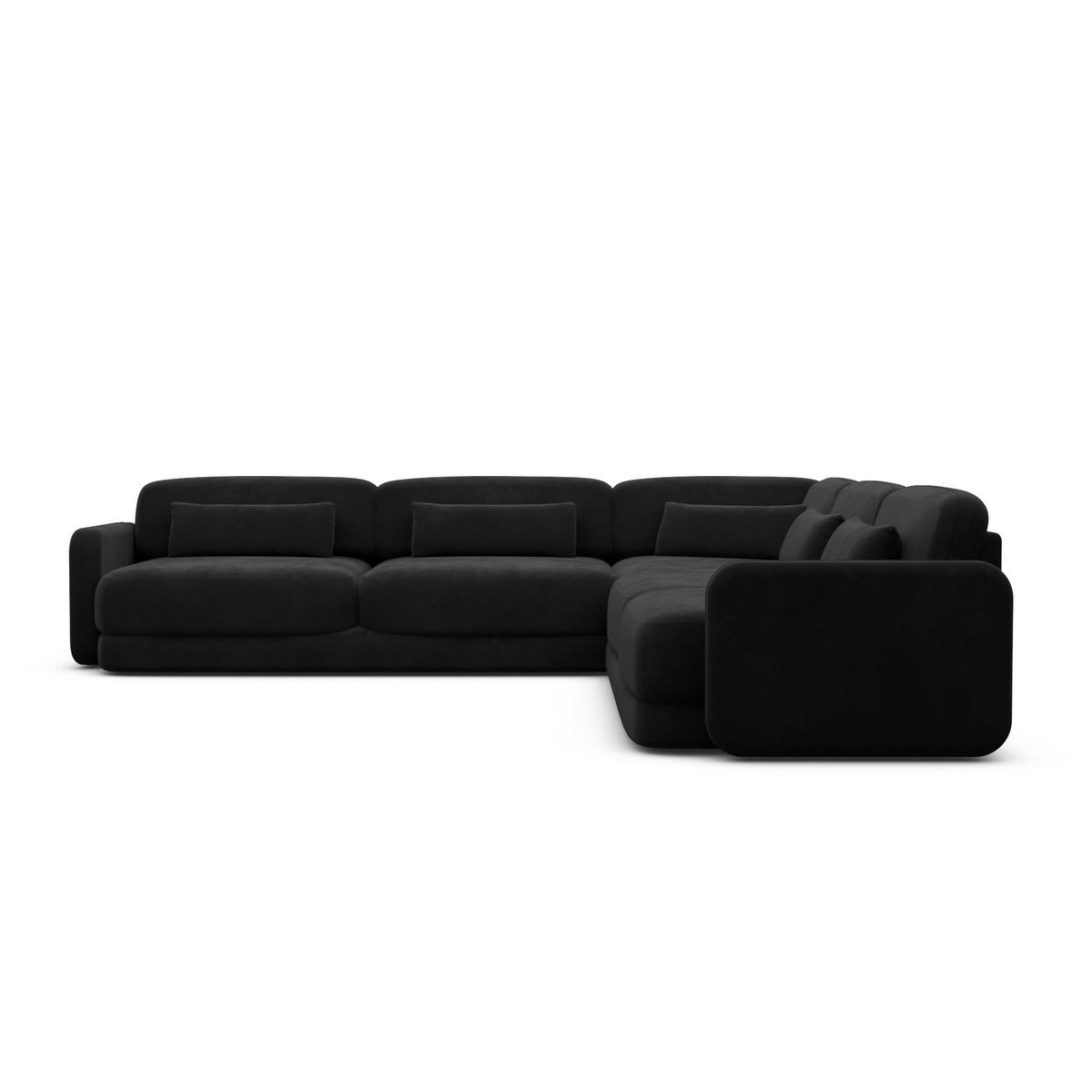 ECKSOFA Valencia L Form Samtstoff Schwarz - Schwarz, Textil (229/229cm) - Sofa Dreams
