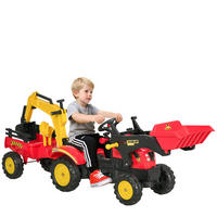 TRETTRAKTOR DE-06083 mit Anhänger, Frontlader mit verstellbarer Schaufel Rot - Rot, Kunststoff/Metall (179/42/59cm) - ComfortXL
