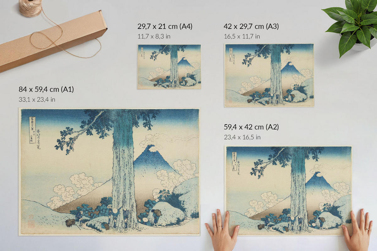 POSTER - 29x21 cm (A4) - Hokusai - Mishima High Road - Blau, Textil (29.7/21/0.1cm) - TULUP