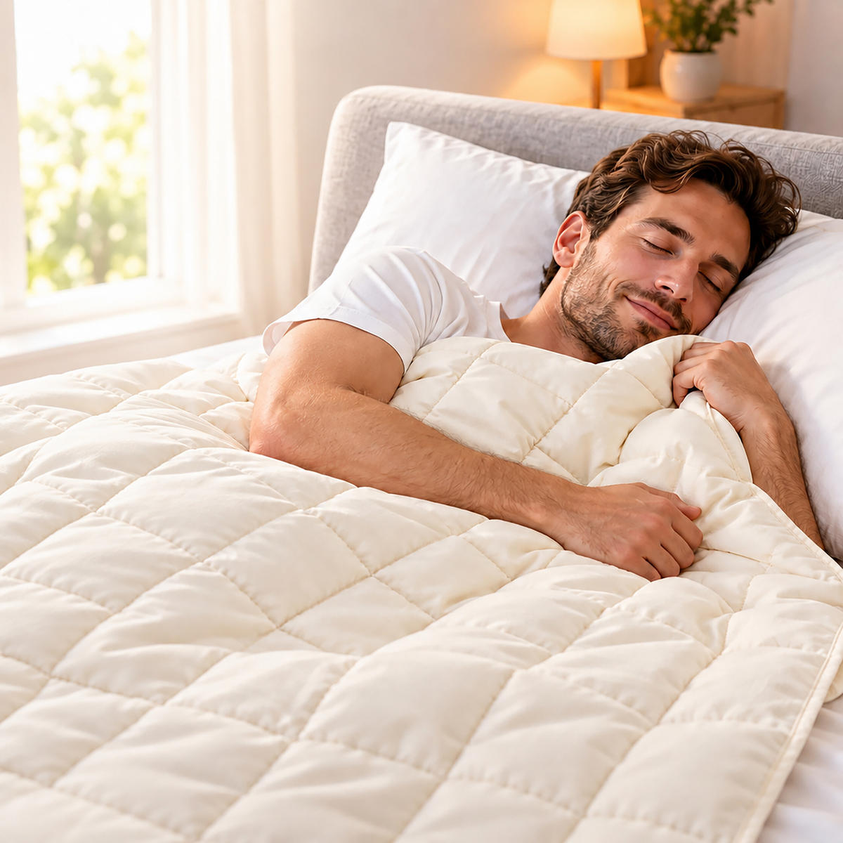 GEWICHTSDECKE Creme 6 kg - Creme, Glas/Textil (200/200cm) - Relaxdays