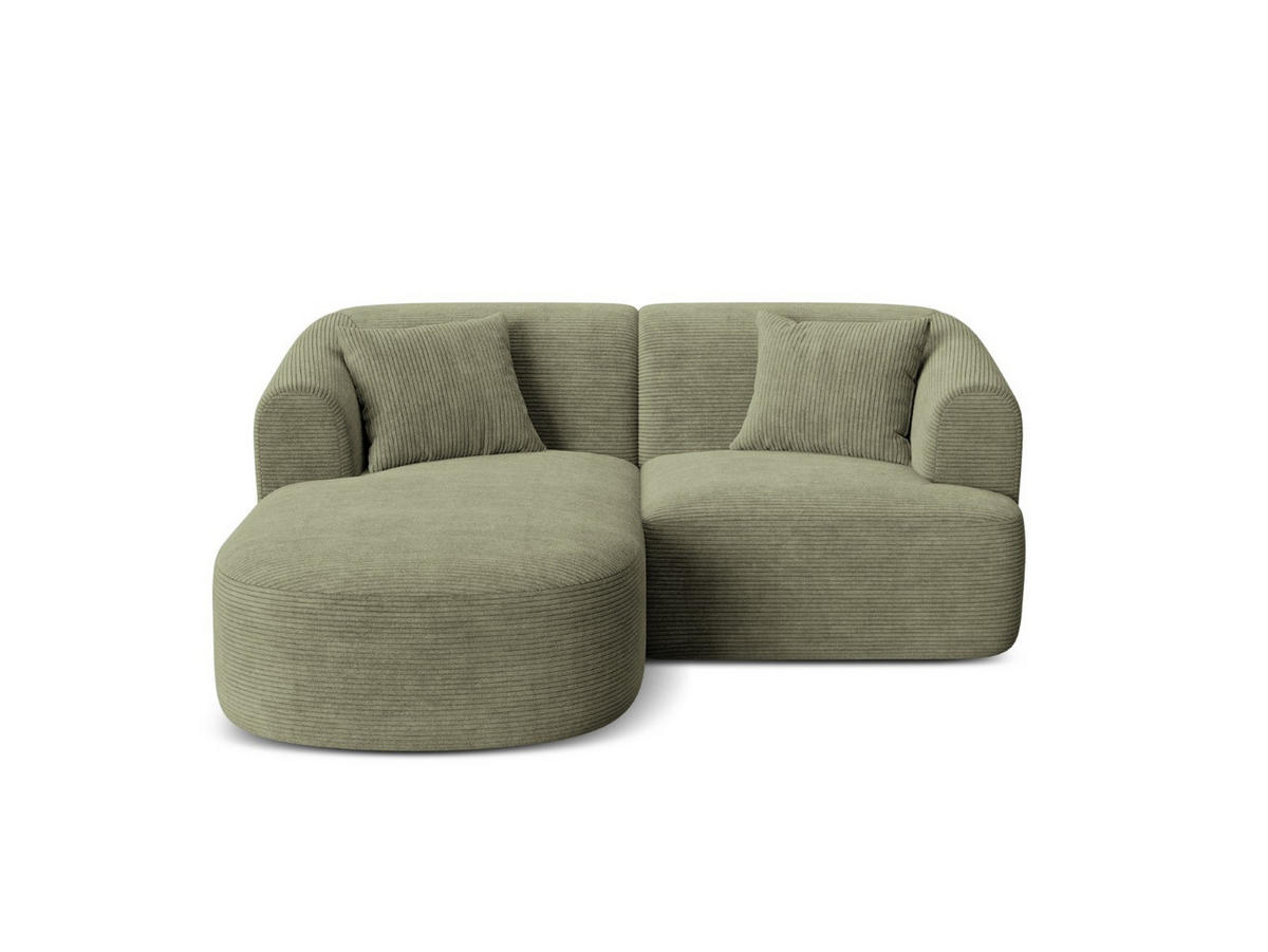 MODULARES-ECKSOFA links Campi aus Cord Moosgrün 3 Sitzplätze - Salbeigrün, Textil (156/180cm) - Cosmopolitan Design