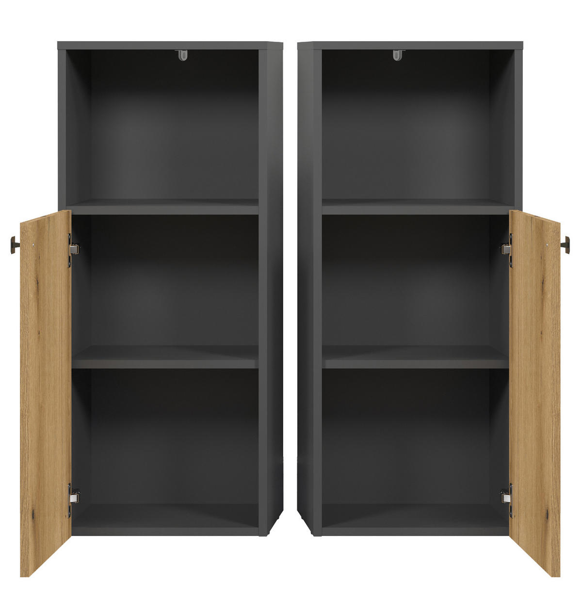 BADMÖBEL-SET Evoke Eiche, grau 180 x 186 cm 4-teilig, Badkombination in modernem Design - Eichefarben/Anthrazit, Holzwerkstoff/Metall (31/95/40cm) - Top.Furn