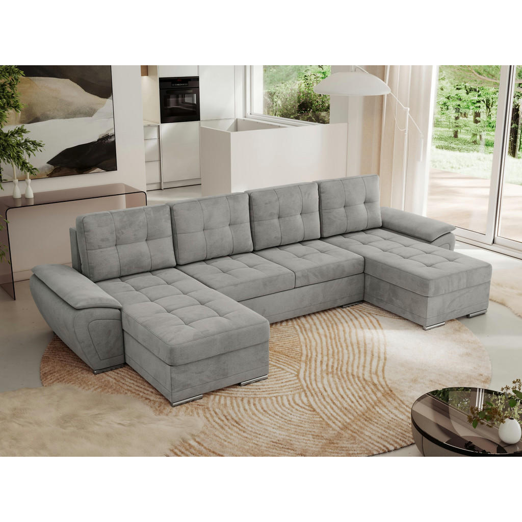 Thumbnail - MKS Wohnlandschaft, Hellgrau, Textil, 5-Sitzer, U-Form, 336x85x157 cm, Wohnzimmer, Sofas & Couches, Wohnlandschaften, Wo...