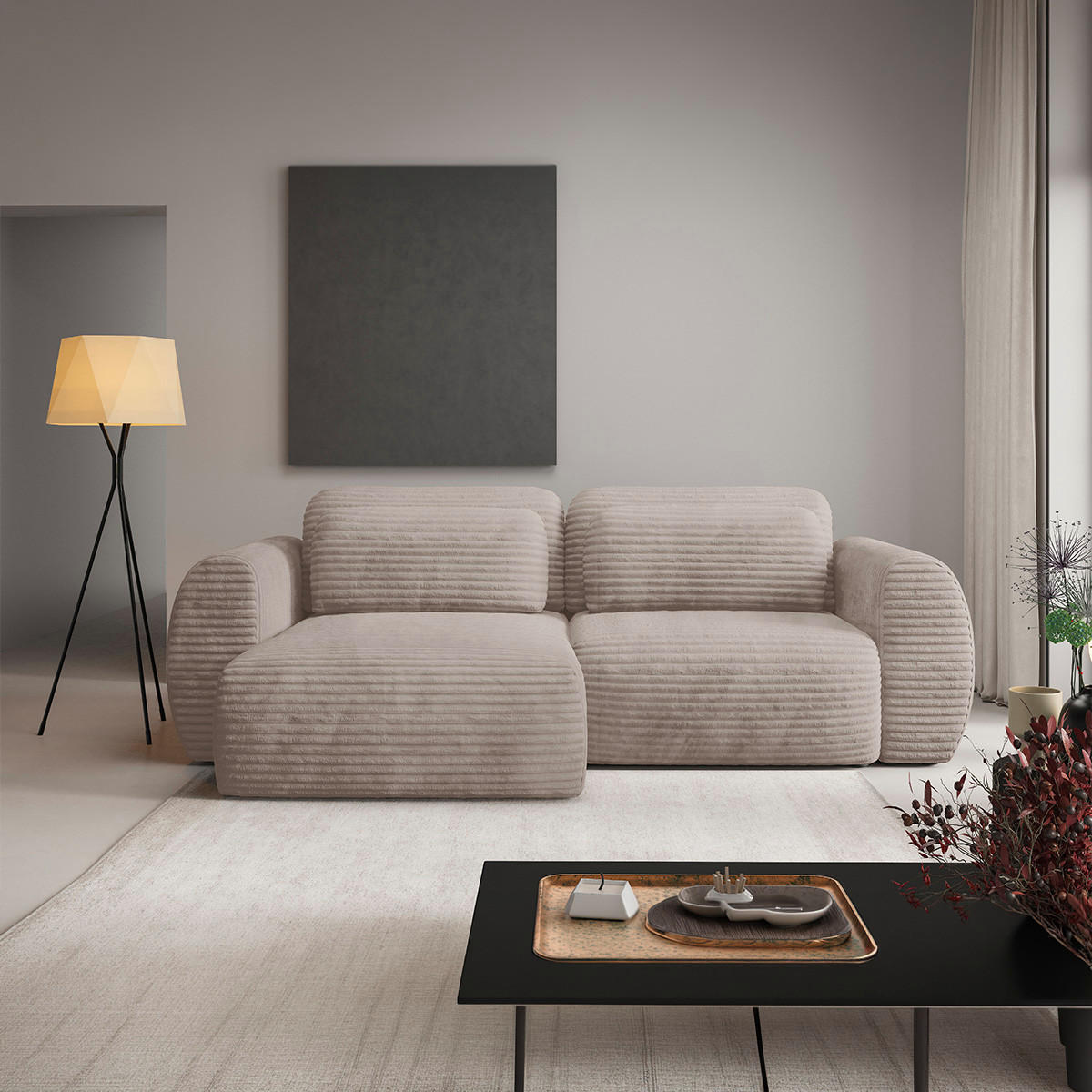 ECKSOFA Camilla 3 Sitzplätze Taupe - Taupe, Holz (270/165cm) - Petits-meubles