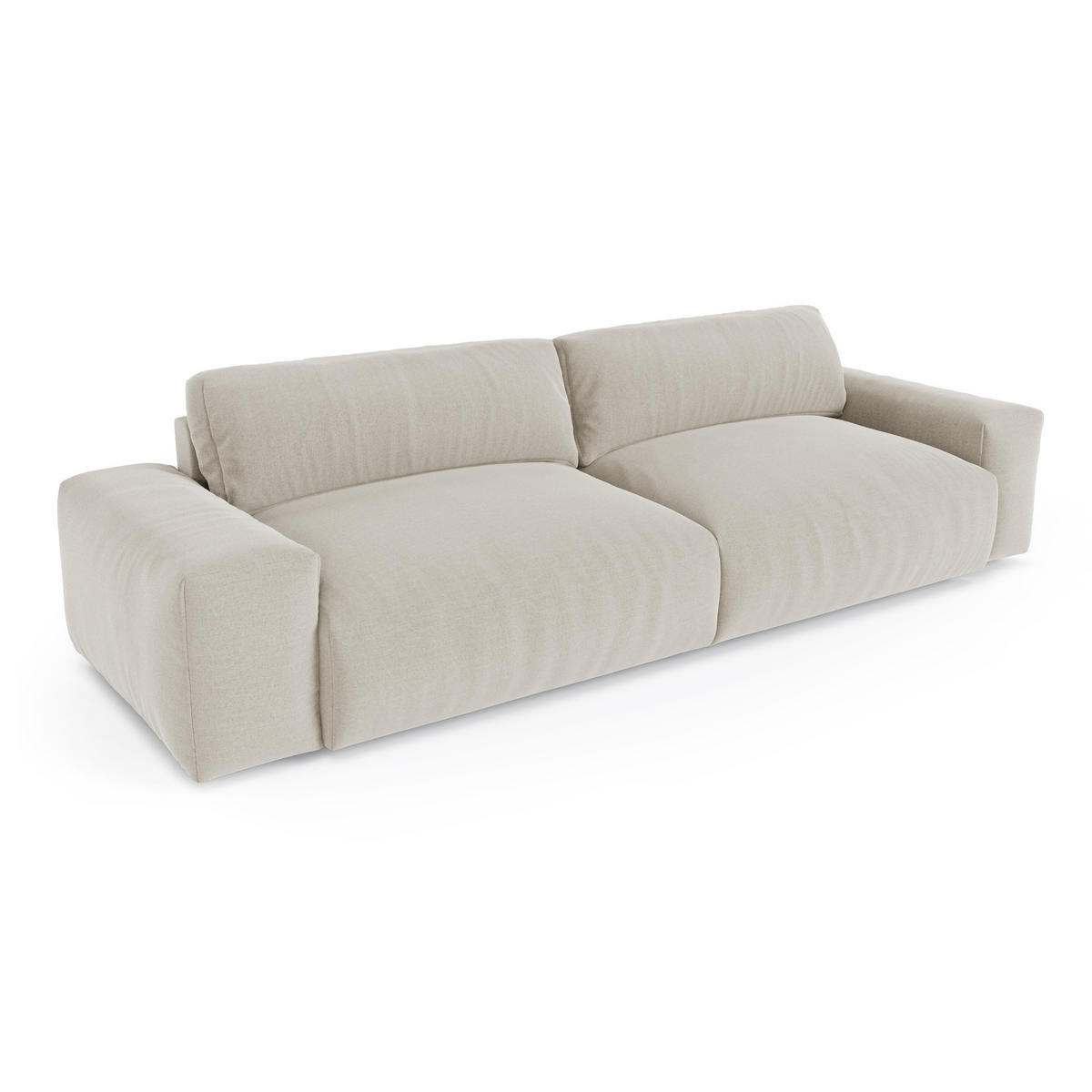 SOFA 3-SITZER Rastergewebe mit weichem Griff Beige 220cm - Beige, Textil (220/47/120cm) - Sia Home