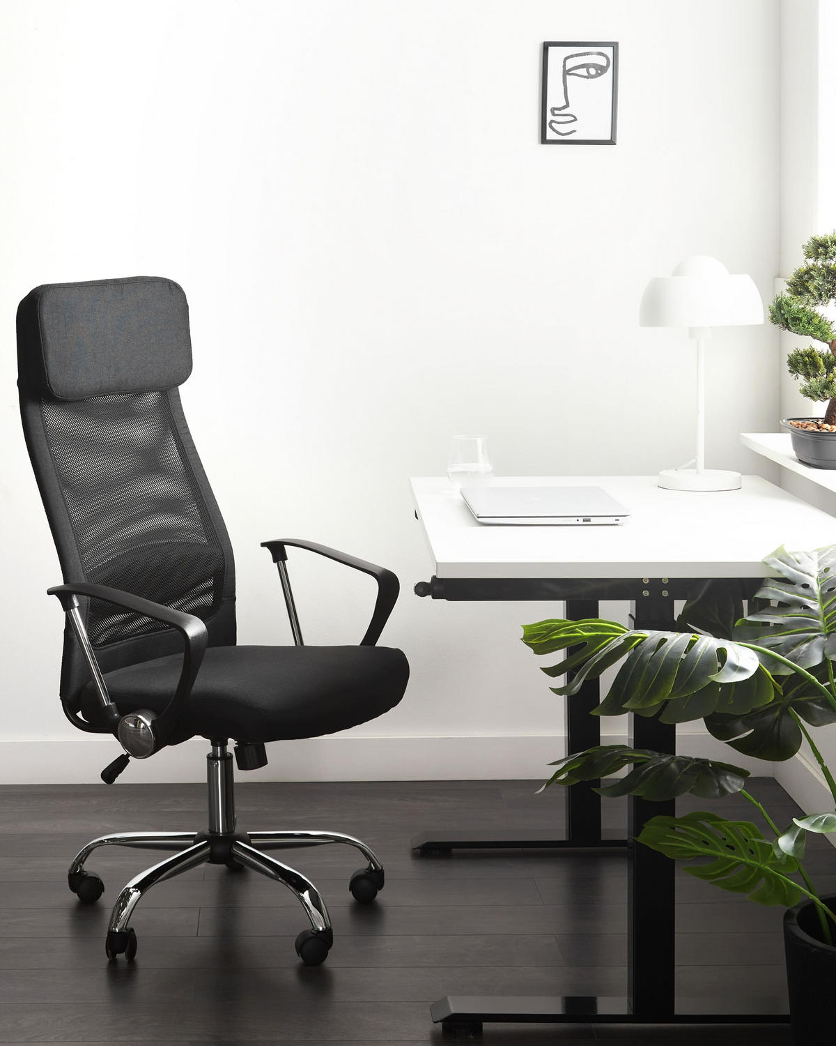 BÜROSTUHL Schwarz PIONEER Pioneer II - Silberfarben/Schwarz, Textil (63/118/63cm) - Beliani
