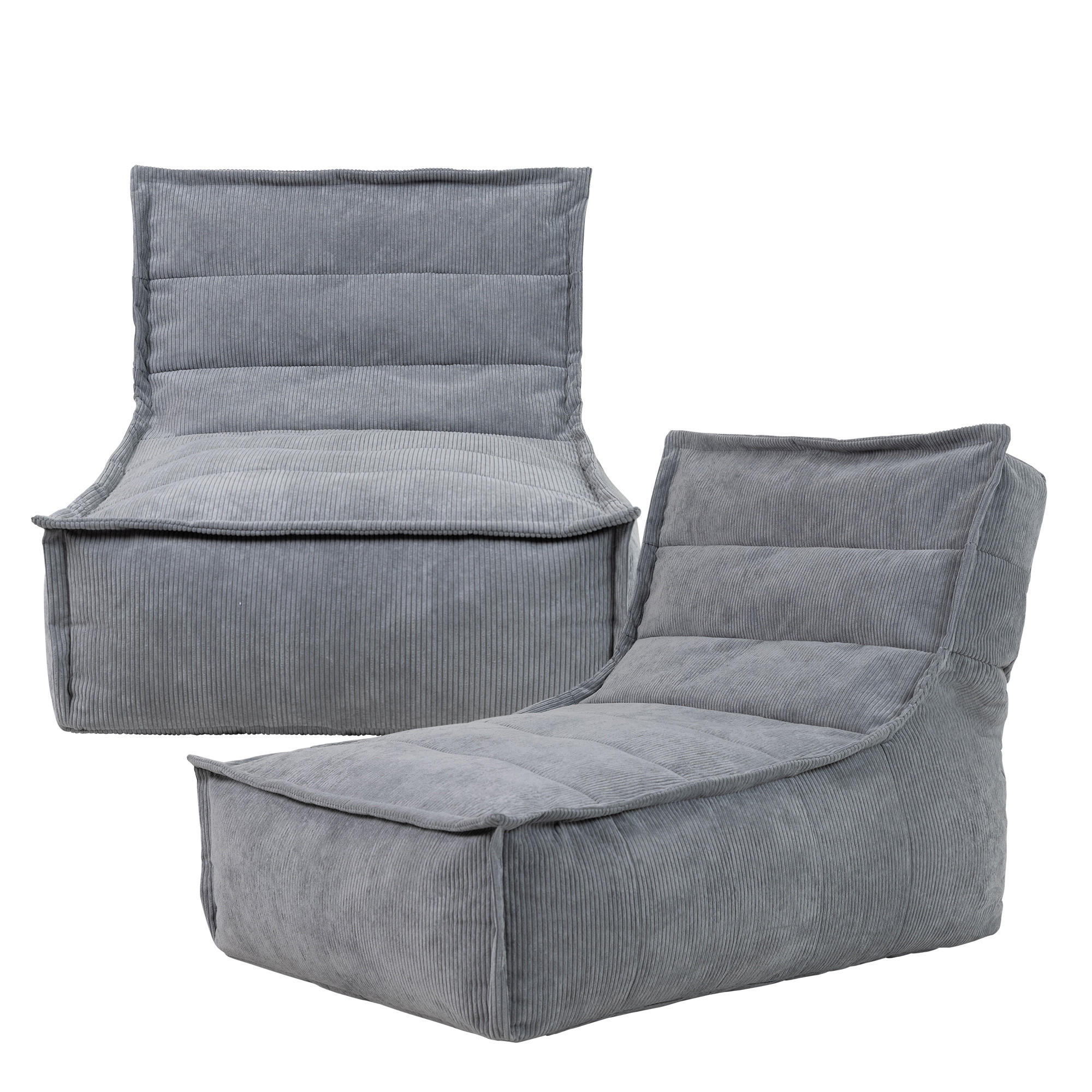 SITZSACK Lounger Dolce , Cord, 2PK - Anthrazit/Grau, Kunststoff (152/72/90cm) - icon