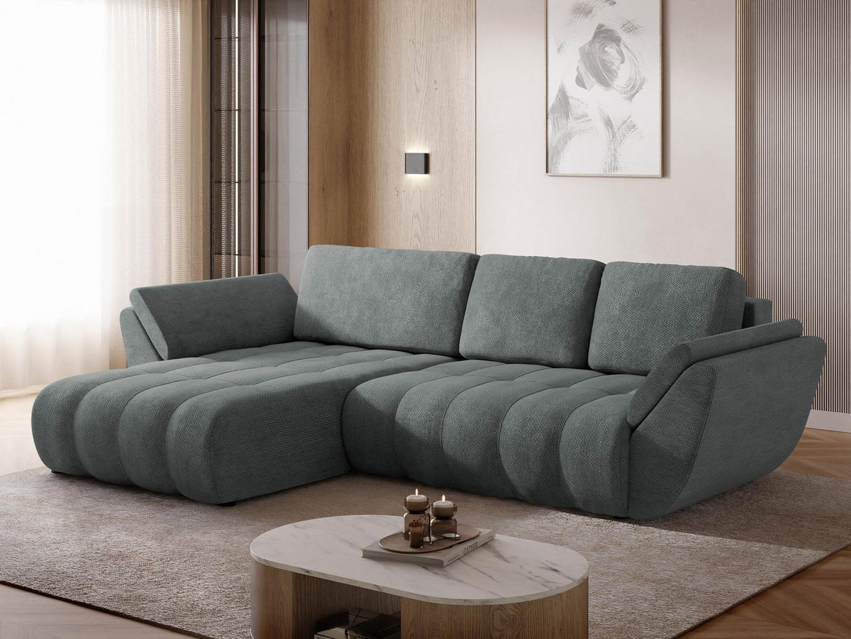 ECKSOFA Faro - Schwarz/Graphitfarben, Holz/Kunststoff (283/195cm) - MIRJAN24