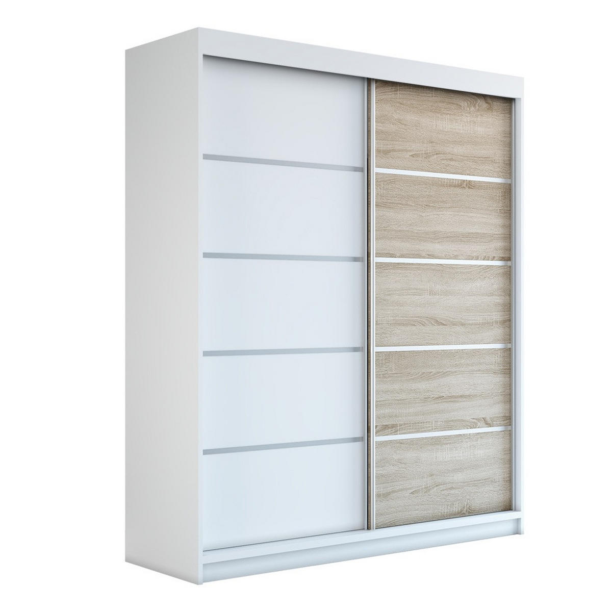 SCHWEBETÜRENSCHRANK 180 CM TREND Farbe: Weiß , weiß , sonoma - Weiß, Holzwerkstoff (180/215/59.5cm) - A&J MöbelLand