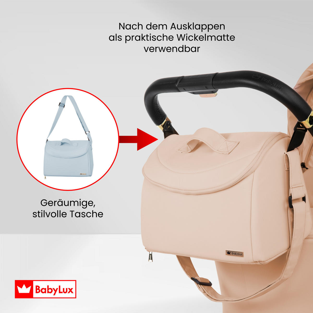 KINDERWAGEN Rosso 2in1 Blau Babywanne, Buggy Sportsitz, Faltbar, Wickeltasche - Blau/Schwarz, Textil/Metall (58/100cm) - BabyLux