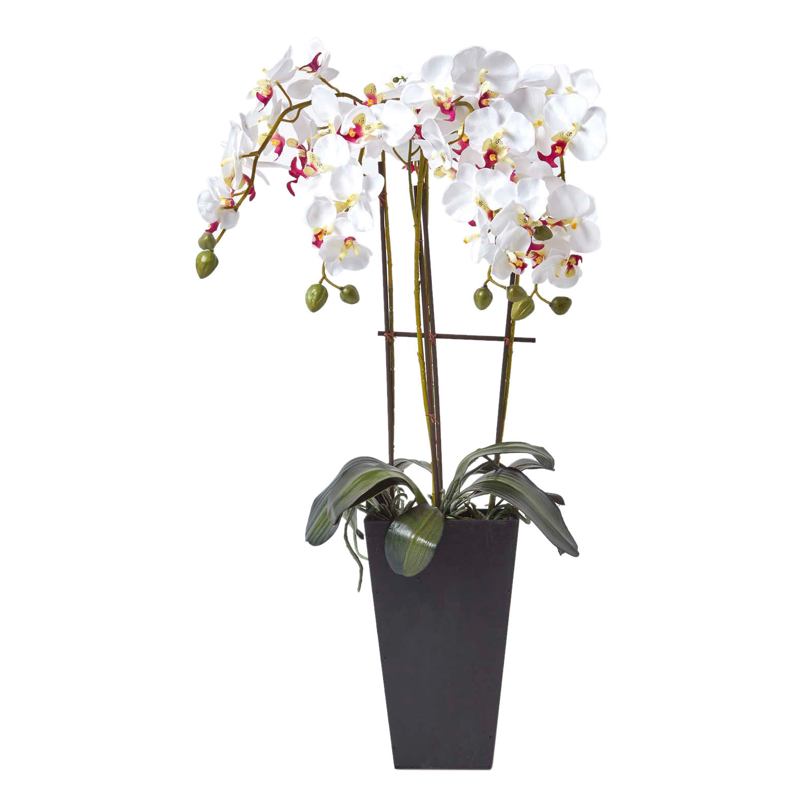 KUNSTBLUME Orchidee weiß im Deko-Topf, 70 cm - Weiß, Kunststoff (70cm) - Homescapes