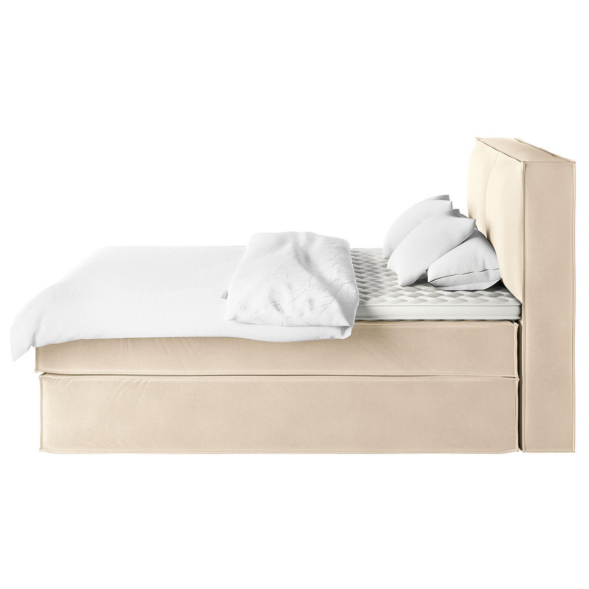 BOXSPRINGBETT mit Kopfteil - Premium - Creme, Textil (200/200cm) - home24
