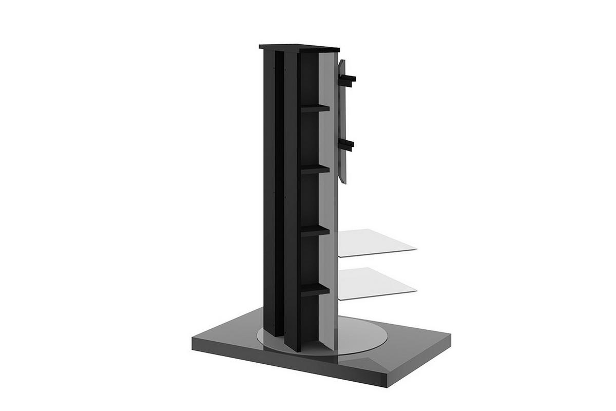 TV RACK rechteckig Schwarz Hochglanz Glas 90/125/59 cm - Schwarz Hochglanz, Holzwerkstoff (90/125/59cm) - designimpex