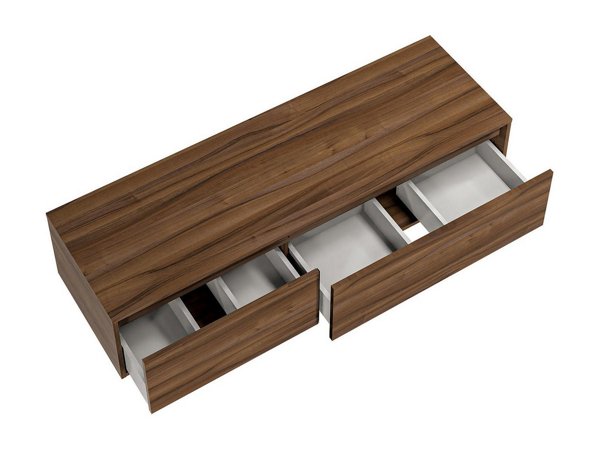 WASCHBECKENUNTERSCHRANK - 150cm x 47cm - Holzspan - naturfarben dunkel - ISAURE - Naturfarben, Holz (150/32/47cm) - Vente-Unique