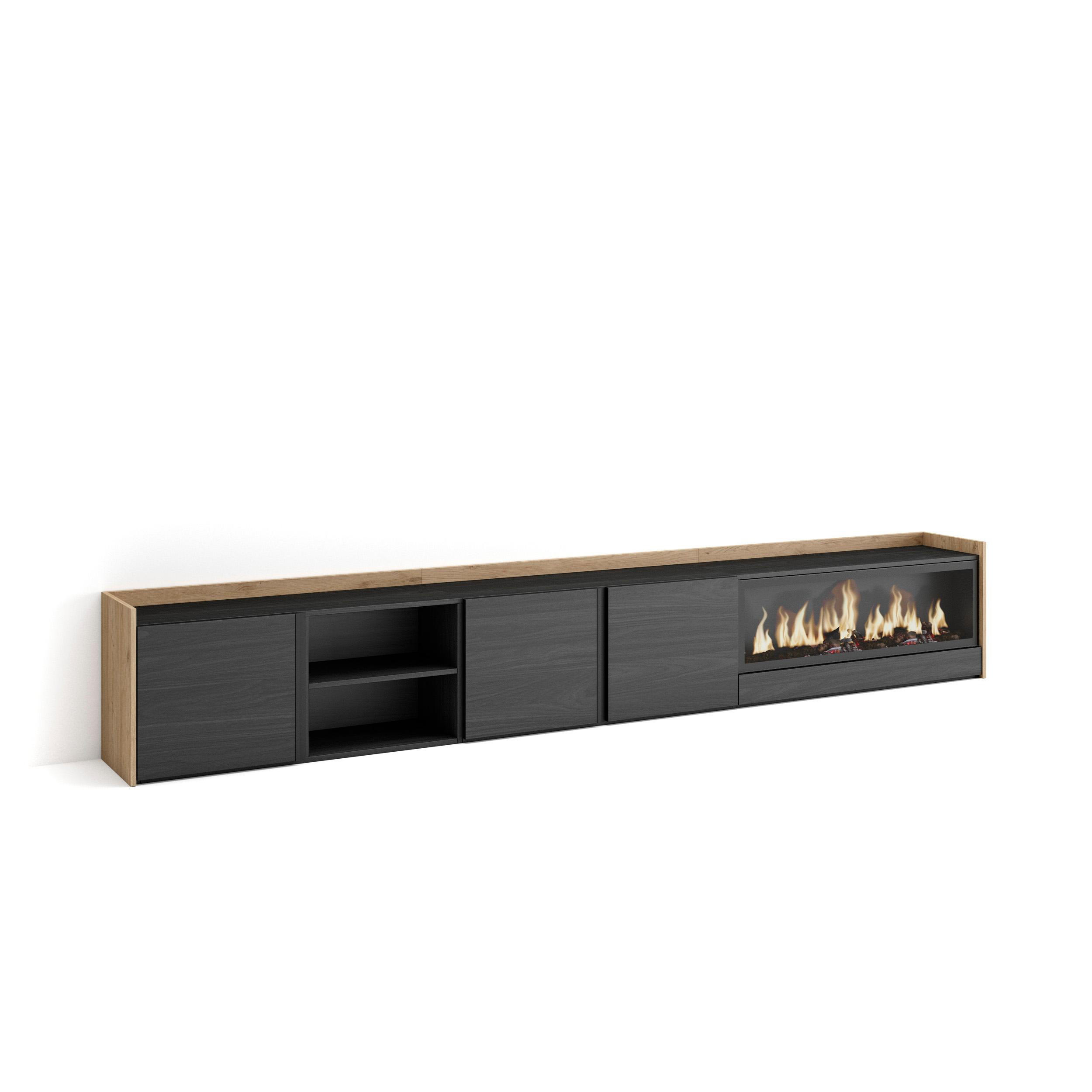 Skraut Home Lowboard, Schwarz 315x50x35 cm