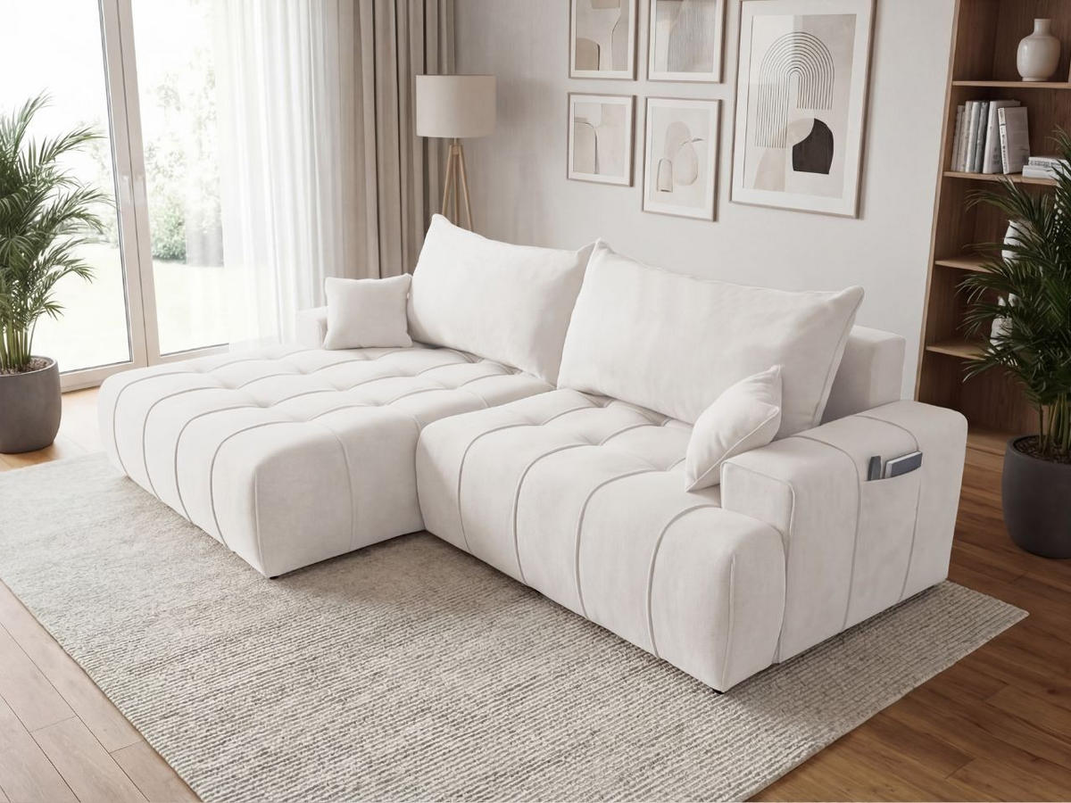 ECKSOFA Tulio Creme Links - Creme, Holz/Textil (270/165cm) - Graingold
