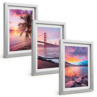 BILDER SET 3er Set - 20x30 cm Silberner Rahmen - Sonnenuntergangsbrücke Landschaft - Silberfarben, Kunststoff (20/30cm) - TULUP