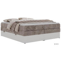 BOXSPRINGBETT TRAVIT ZERO KING 180/200 - Hellbraun Cord - Topper T25 - H3 - Hellbraun/Schwarz, Kunststoff/Textil (180/200cm) - MKS
