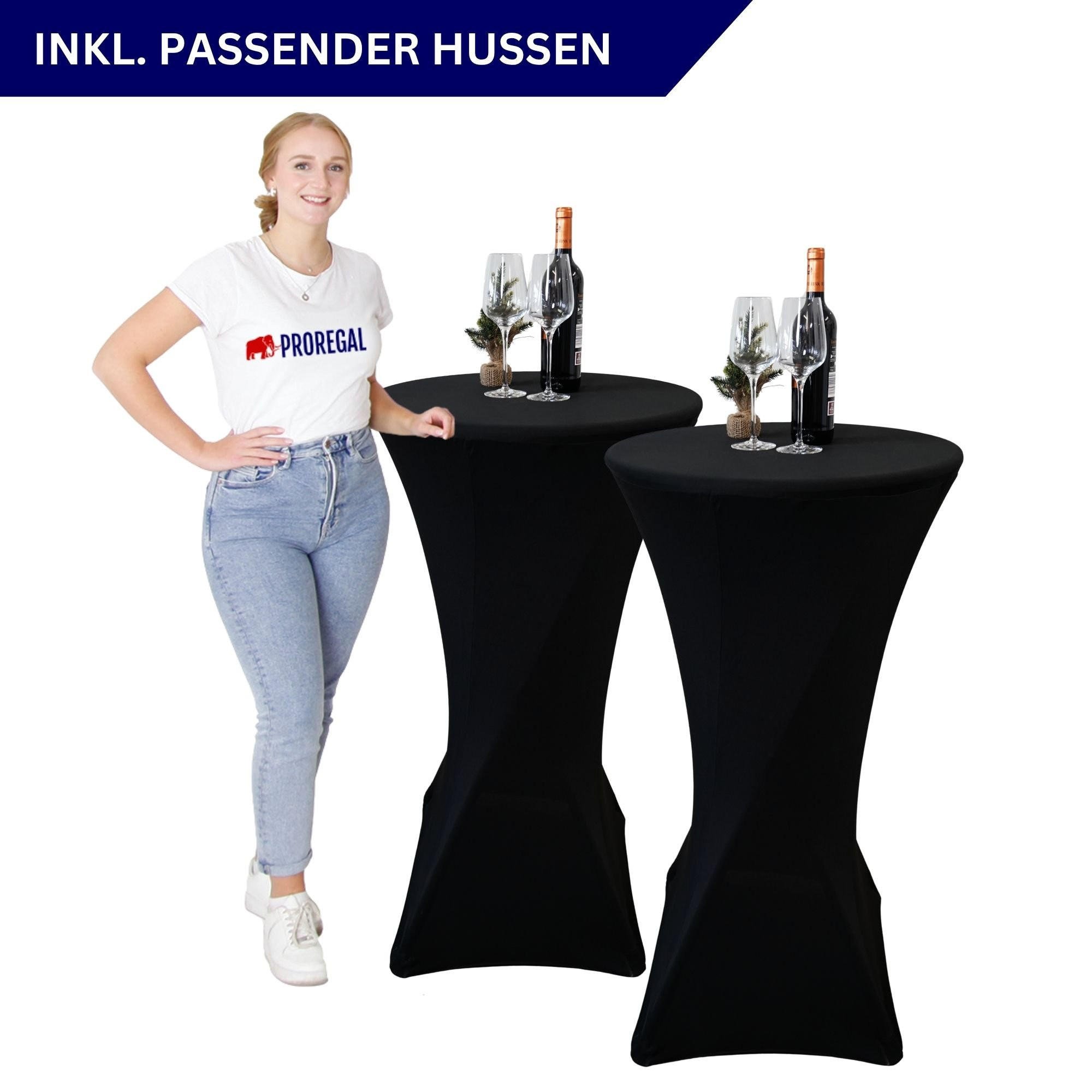 STEHTISCH 2er Set mit Hussen klappbar HxØ 110x60cm MDF-Platte mit PVC-Beschichtung Schwarz - Schwarz, Metall (110/60/110cm) - CHEFGASTRO