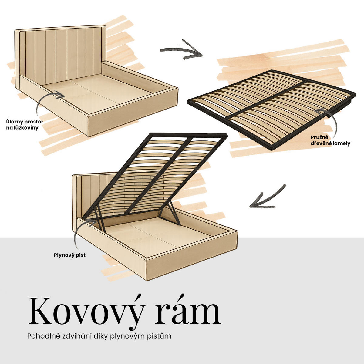 POLSTERBETT TILIANO CLASSIC 180/200 - Hellbraun Cord - ohne Matratze - Hellbraun, Textil (180/200cm) - MKS