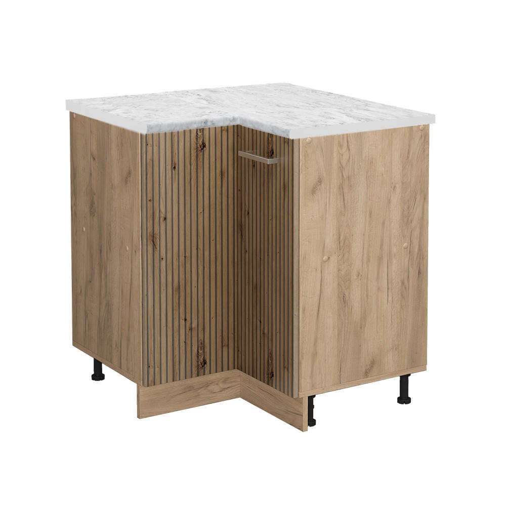 ECKUNTERSCHRANK R-Line Artisan-Eiche 75.6 cm AP Marmor - Honigeiche/Eiche Wotan, Holzwerkstoff (75.6/81.6/60cm) - Vicco