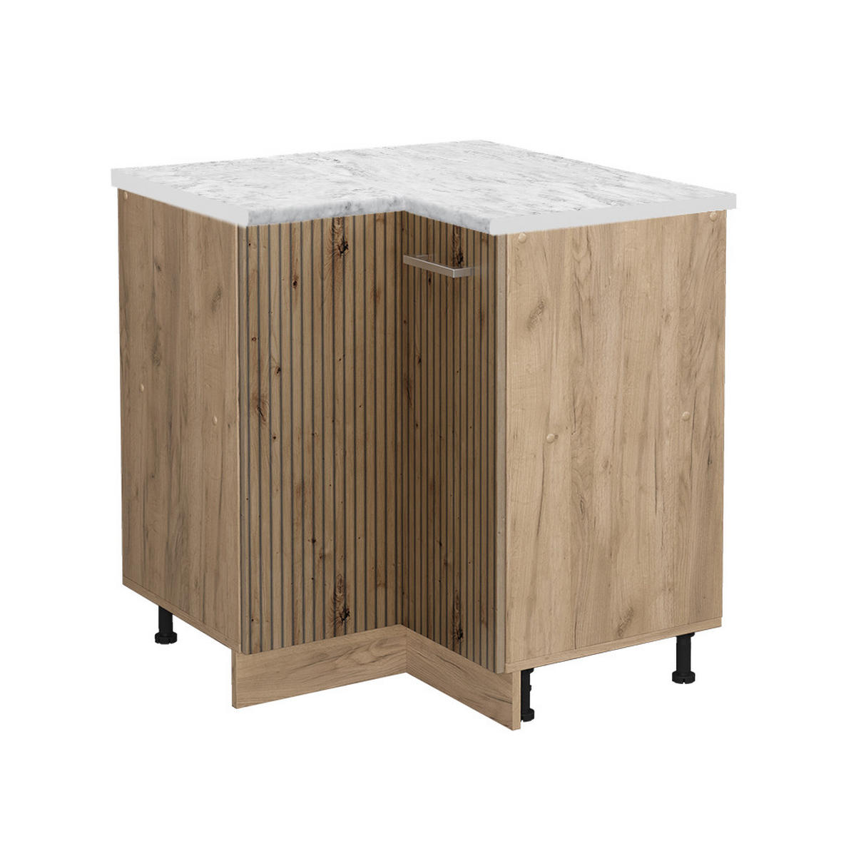 ECKUNTERSCHRANK R-Line Artisan-Eiche 75.6 cm AP Marmor - Honigeiche/Eiche Wotan, Holzwerkstoff (75.6/81.6/60cm) - Vicco