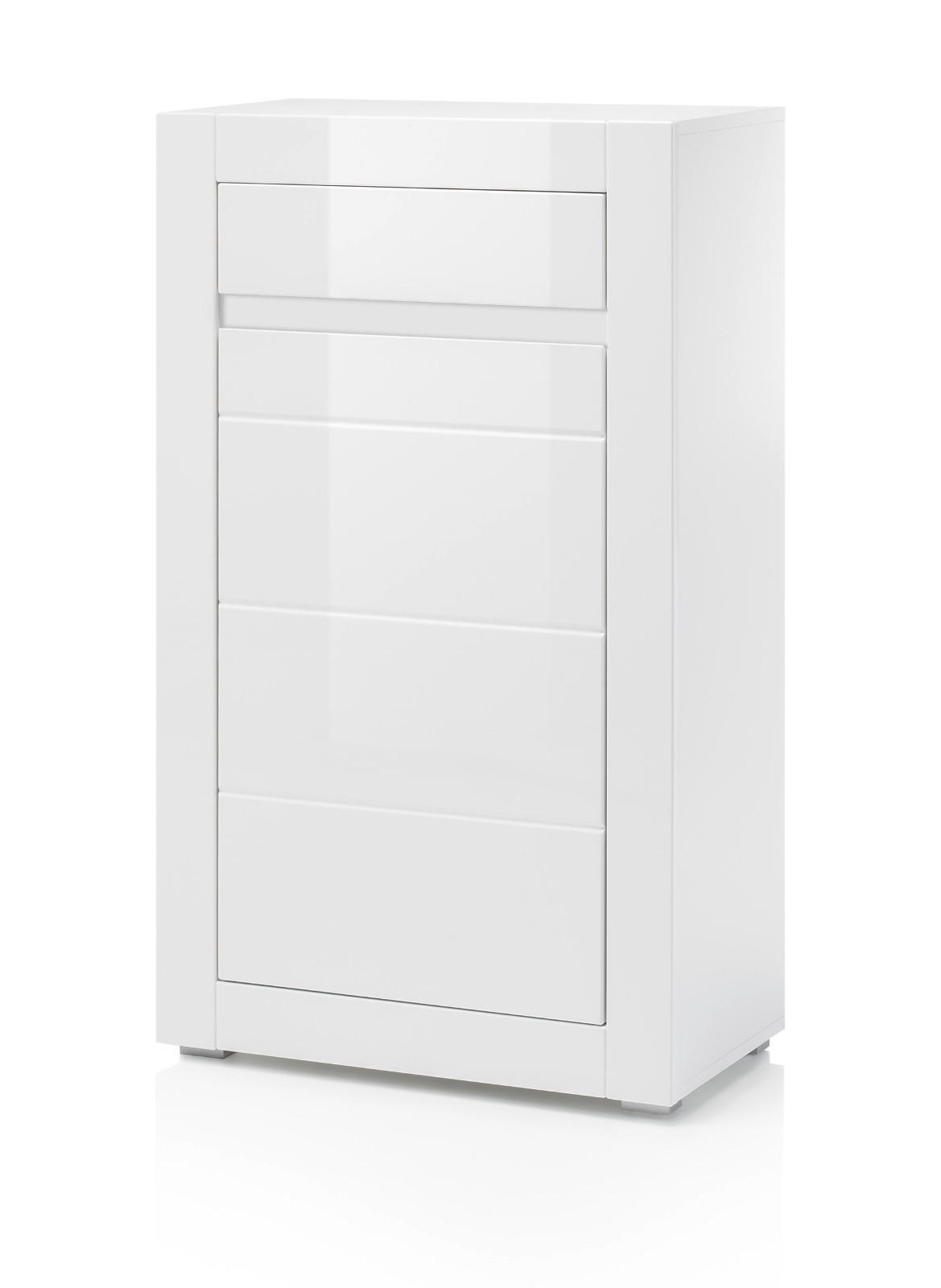 KOMMODE Hochglanz weiß Stone Design grau, 66 x 112 cm - Weiß Hochglanz/Weiß, Holzwerkstoff (66/112/35cm) - Furn.Design