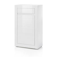 KOMMODE Hochglanz weiß Stone Design grau, 66 x 112 cm - Weiß Hochglanz/Weiß, Holzwerkstoff (66/112/35cm) - Furn.Design