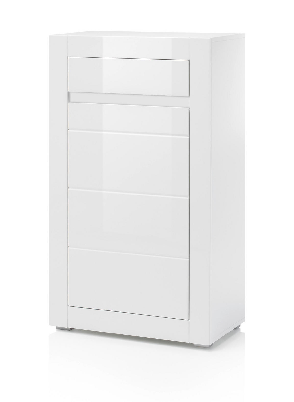 KOMMODE Hochglanz weiß Stone Design grau, 66 x 112 cm - Weiß Hochglanz/Weiß, Holzwerkstoff (66/112/35cm) - Furn.Design