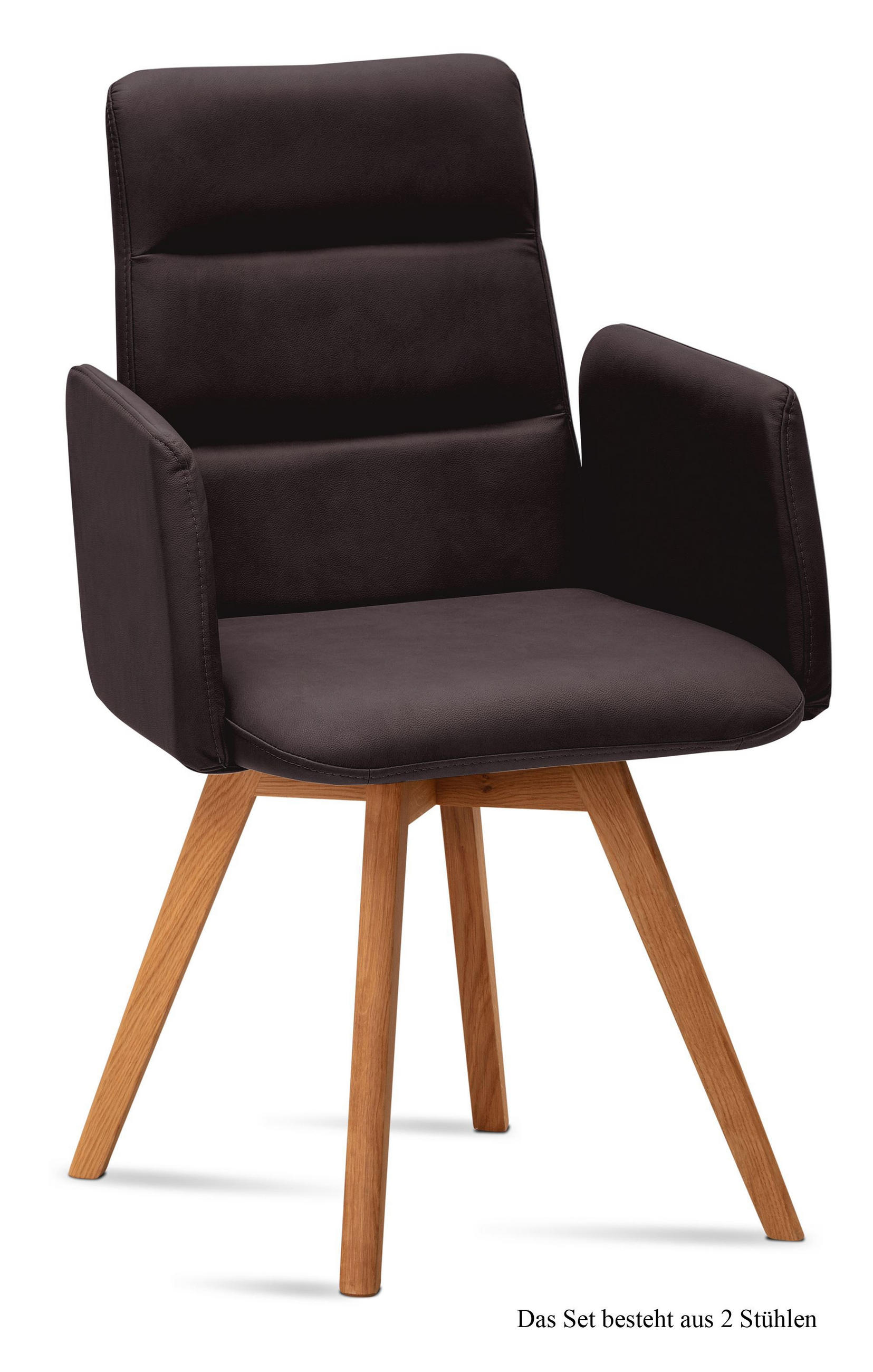 ARMLEHNSTUHL (2er-Set) Dobka 52x92x60 Eiche geölt/Espresso - Eichefarben/Dunkelbraun, Kunststoff (60/92/52cm) - 58aufmkessel