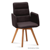 ARMLEHNSTUHL (2er-Set) Dobka 52x92x60 Eiche geölt/Espresso - Eichefarben/Dunkelbraun, Kunststoff (60/92/52cm) - 58aufmkessel